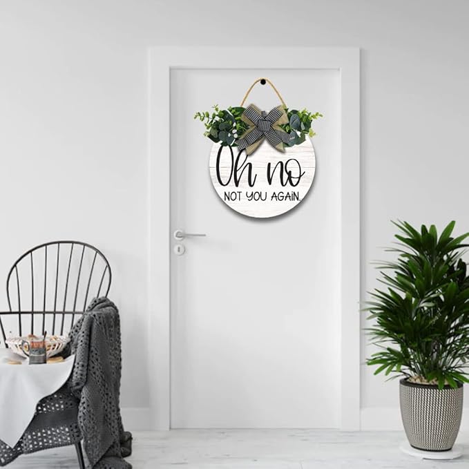 Funny Hanging Wall Sign for Front Door Home Kitchen Decor Rustic Wooden Round Sign Wall Decoration for Kitchen Dining Room Living Room Bedroom Outdoor