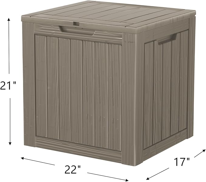 30 Gallon Double-Wall Resin Deck Box - Lockable Waterproof Outdoor Storage Box, 515bs Capacity & Doubles as Seating for Patio Furniture - Garden Tools, Pool Accessories (Brown)