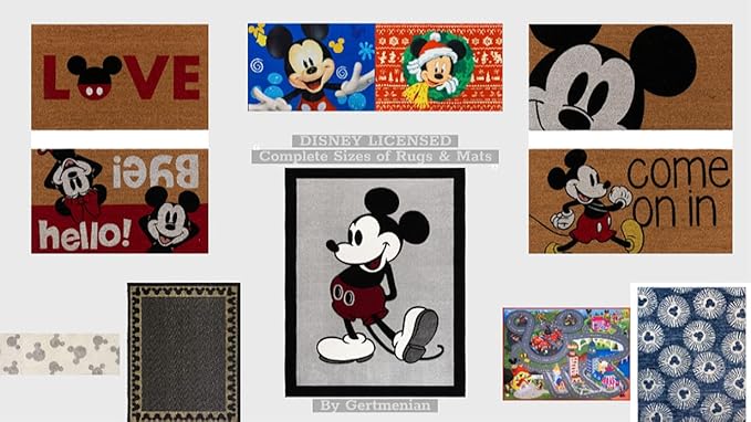 Gertmenian Disney Mouse Doormat Rug Front Door Coir Mat Welcome Home Indoor Outdoor Entryway Carpet, 2-Pack 20x34, Retro Mickey Hello Fall/Plaid
