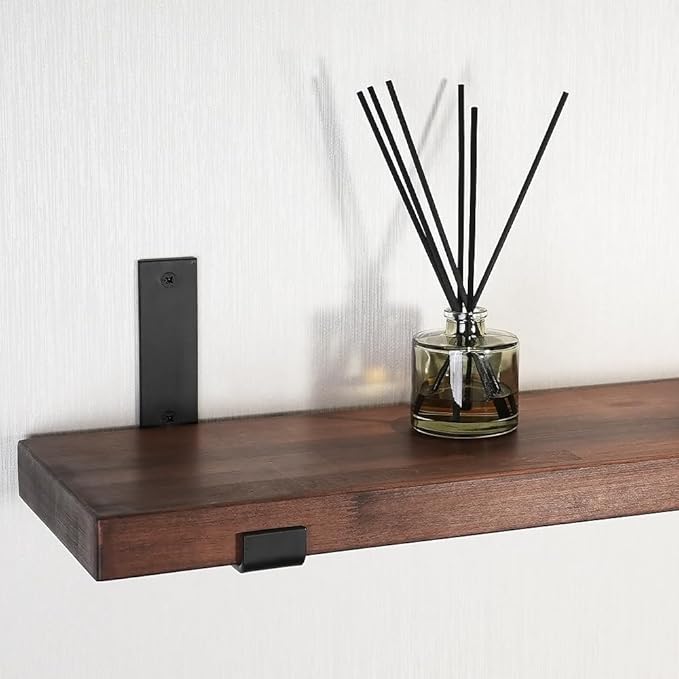 CONSDAN Floating Shelves for Wall Mounted Book Shelf Hanging Shelves Floating Bookshelf for Bedroom, Bathroom, Living Room, Kitchen USA Grown Solid Hardwood, Dark Maple 16x7.5x1.5 in (Set of 2)