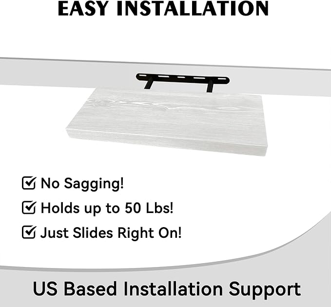 BGMG Wood Floating Shelves 16 inch Set of 2, Rustic Wooden Wall Mount Shelves for Bathroom Living Room Bedroom Kitchen Farmhouse -16x 6.7 x1.25 inch- White