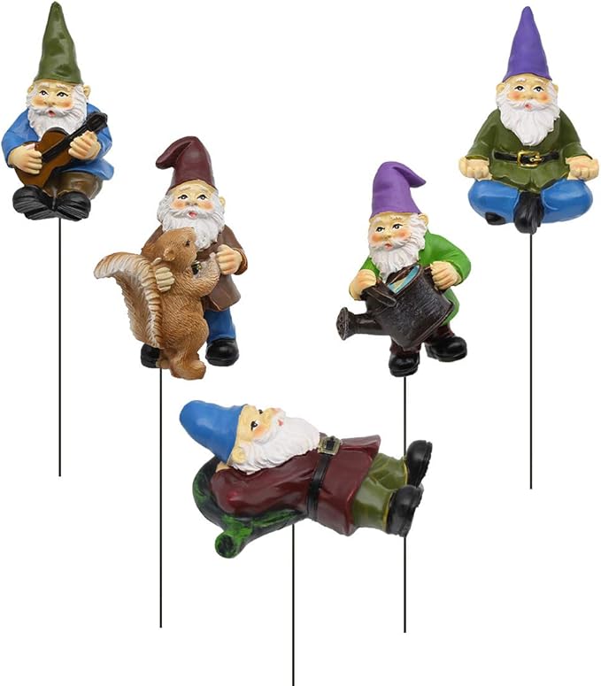 Garden Miniature Gnomes Set of 5PCS,Happy Life Gift for Outdoor Fairy Garden Yard Lawn Décor