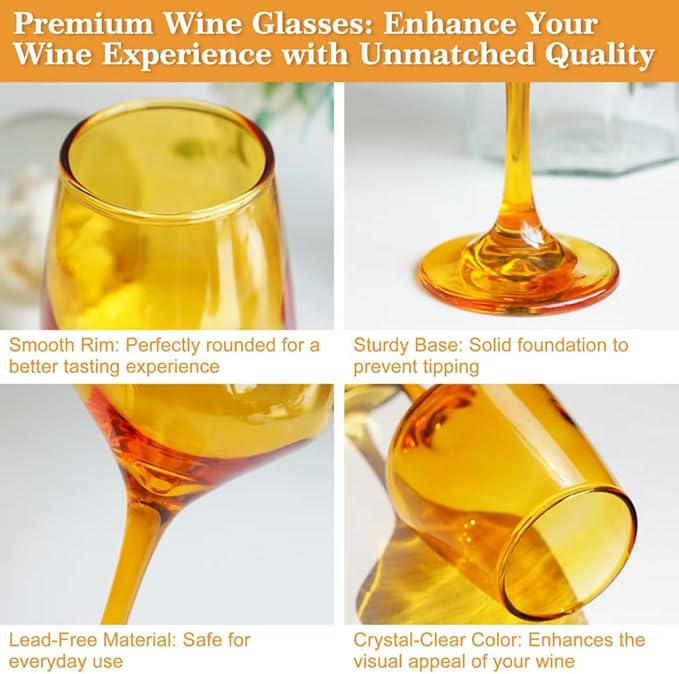 Colored Wine Glasses Set of 6-14oz Colorful Long Stem Wine Glass, Multi Color Pretty Crystal Glassware, Hand Blown Goblets Drinkware, Unique Stemware Wine Glass Holiday Gift Set