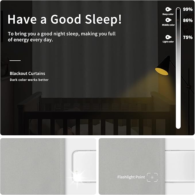 Easy-Going Blackout Curtains for Bedroom, Solid Thermal Insulated Grommet and Noise Reduction Window Drapes, Room Darkening Curtains for Living Room, 2 Panels (34x45 in, Light Gray)