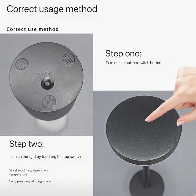 Cordless Table Lamp, 5000mAh Rechargeable Battery Powered LED Desk Lamp, Portable Touch Control Outdoor Table Lamps,3 Color Dimmable Light for Restaurant, Patio, Bedroom, Night Lamp (Black)