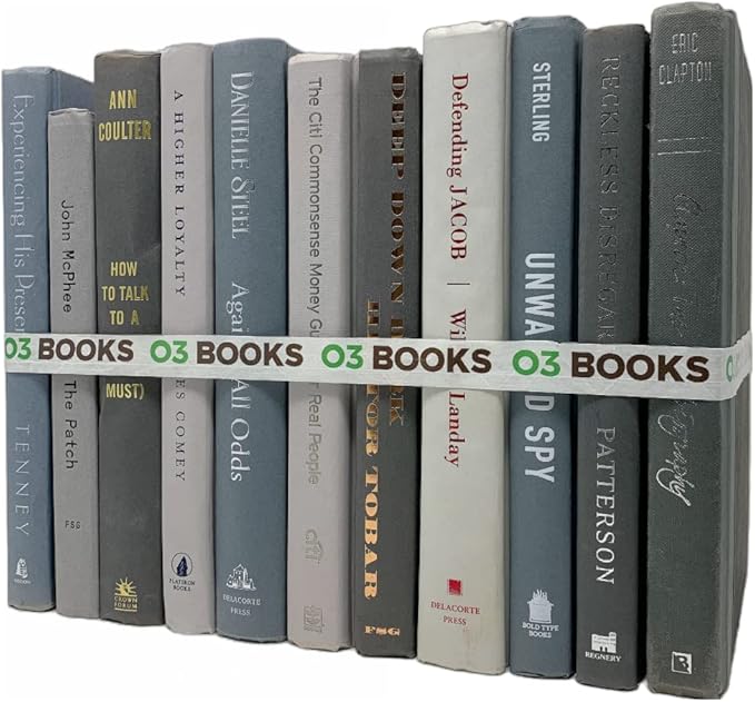 Curated Decorative Books Hardcover Décor Books for Home Décor, Choose Color, Interior Design, Office, Wedding Display, Instant Library, or Staging (One Foot, Gray)