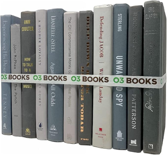 Curated Decorative Books Hardcover Décor Books for Home Décor, Choose Color, Interior Design, Office, Wedding Display, Instant Library, or Staging (One Foot, Gray)