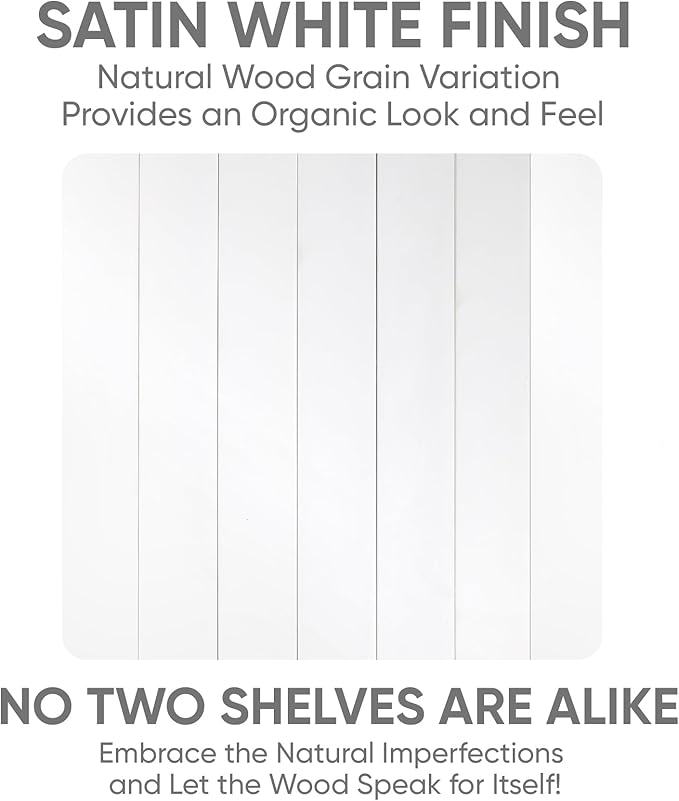 Homeforia White Floating Shelves 42 inch, High End Solid Real Wood 42inch Floating Shelf for Wall Mounted, White Wooden 42in Long Floating Shelves, Heavy Duty Bracket, 42 X 6.5 X 1.75 inches, Set of 2
