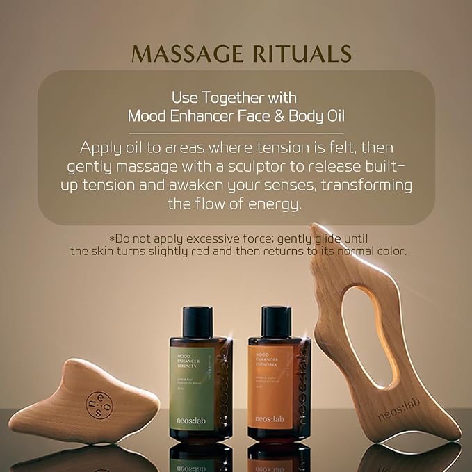 Face Sculptor - Beech Wood Massage Tool, Portable & Lightweight Scraping Tools, Wood Gua Sha, Relieve Tensed Muscle, Lymphatic Massage to Help Face & Body Circulation