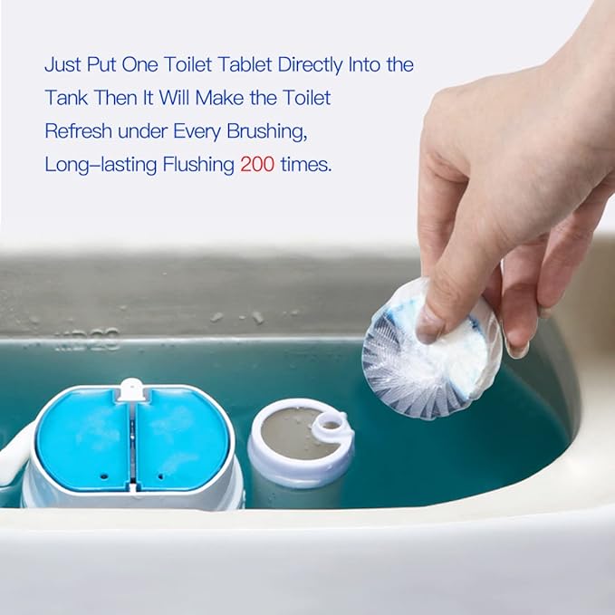 KIISIISO Commercial Household Bathroom Cleaners, 28 Pack Toilet Bowl Cleaner Tablets, Automatic Toilet Tank Cleaners, Multipurpose Janitorial Deodorizers(Blue and White)