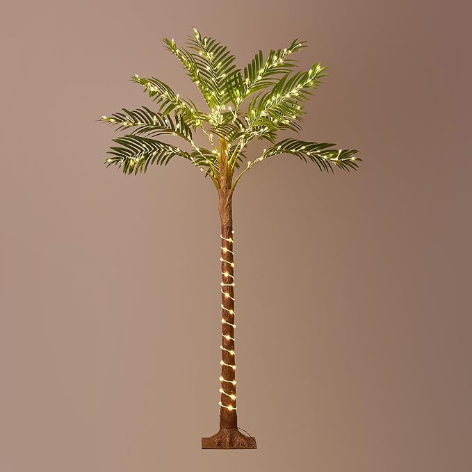 Birchlitland Lighted Palm Trees for Outside Patio 6FT 220 LED Fairy Lights, Artificial Palm Tree Lights Plug in for Home Pool Beach Decoration