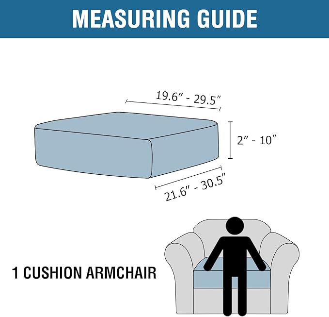 H.VERSAILTEX Velvet Stretch Couch Cushion Cover Plush Cushion Slipcover for Chair Cushion Furniture Protector Seat Cushion Sofa Cover (1 Piece Armchair Cushion Covers, Peacock Blue)