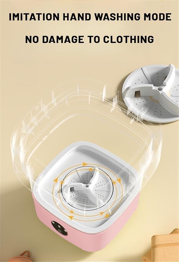 Portable Washing Machine, Mini Washer,16L Upgraded Large Capacity Foldable Washer.Deep Cleaning of Underwear, Baby Clothes and Other Small Clothes.Suitable for Apartments, Dormitories, Hotels.(Pink)