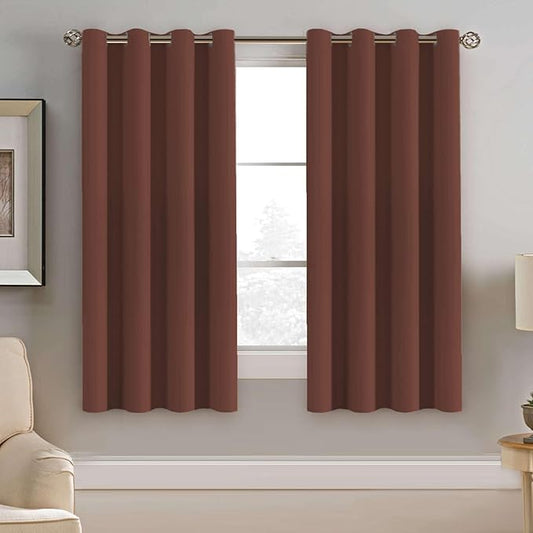 H.VERSAILTEX Blackout Window Curtain Panels Thermal Insulated Room Darkening Solid Grommet Curtains/Drapes for Bedroom Privacy Protection (Set of 2 Panels,52 by 63 Inch Long, Rust)