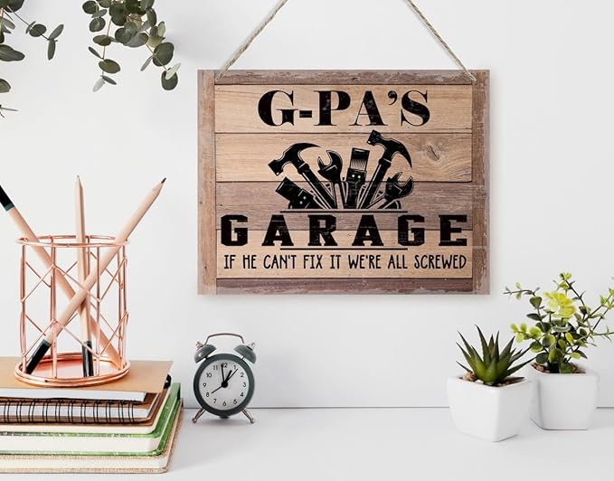 Rustic Wood Sign - Father's Day & Grandpa's Gift - Decor Hanging Wall Art - 'If He Can't Fix It...'