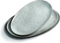 famiware Serving Platter, Oval 15.59/14.3/12.9inch Serving Dishes for Entertaining, Serving Bowls, Reactive Glaze, Stoneware Serving Trays for Party, Food, Turkey, Cheese, Ocean Series, Grey