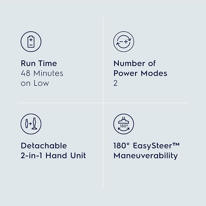 Electrolux Ergorapido Cordless 2-in-1 Vacuum Cleaner with High Suction Power and 180-Degree EasySteer Mobility, 48-Minute Run Time, 2 Power Modes, Satin White