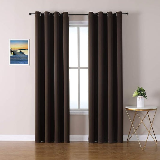 ChrisDowa Blackout Curtains 80 Inches Long 2 Panels Set for Living Room, Grommet Thermal Insulated Room Darkening Curtains for Bedroom (Brown, 52 x 80 Inch)