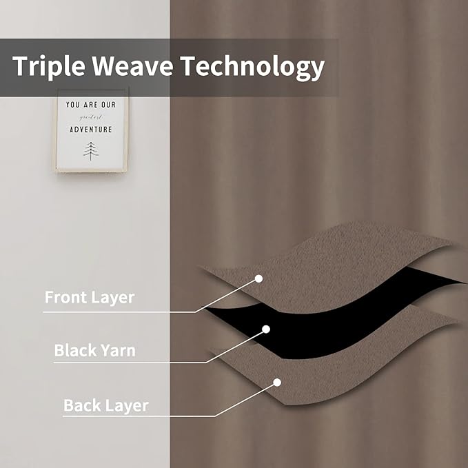 Easy-Going Blackout Curtains for Bedroom, Solid Thermal Insulated Grommet and Noise Reduction Window Drapes, Room Darkening Curtains for Living Room, 2 Panels(46x84 in, Camel)