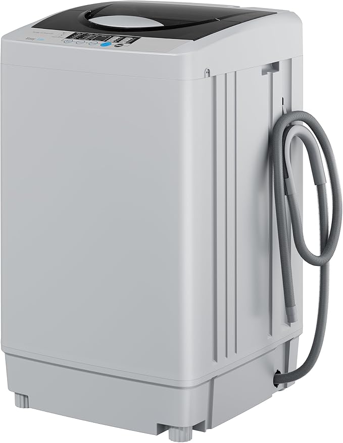 Euhomy 1.59 Cu.Ft. Portable Washing Machine, 11 LBS Capacity, 8 Functions, 8 Water Levels,Full Size Washing Machine with Drain Pump and LED Display for Apartments, RVs, Homes, Gray