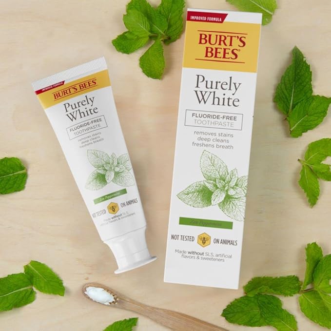 Burt's Bees Toothpaste, Natural Flavor, Fluoride-Free, Purely White, Zen Peppermint, 4.7 oz, Pack of 3