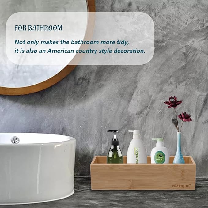 Bamboo Drawer Organizer - Kitchen Utensil Organizer Silverware Tray Cutlery Holder，Office Desk Supplies and Accessories (8.9x5.9x2.6 inch)