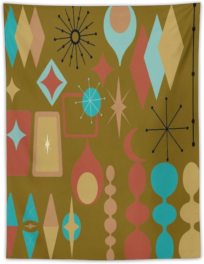 ICMOLYYENLO Boho Medieval Cat Tapestry, Abstract Atomic Starburst Geometric Aesthetic Art Wall Hanging For Bedroom Living Room Dormitory 40x60 Inches