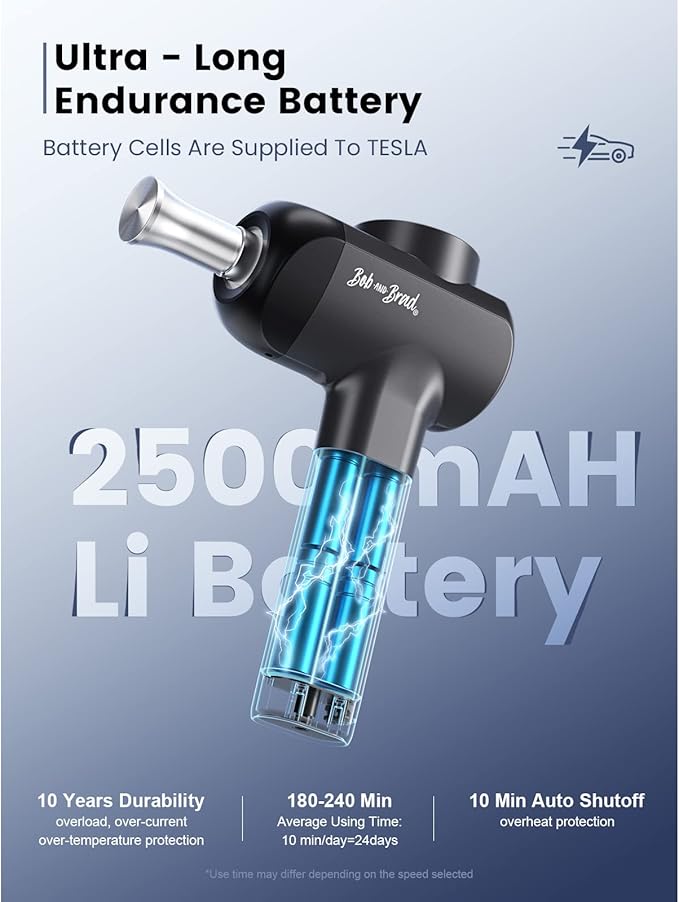 BOB AND BRAD X6 Pro Massage Gun Deep Tissue Percussion with Metal Head Therapy, Professional Muscle Massage Gun for Athletes, Electric Massager Gun for Pain Relief