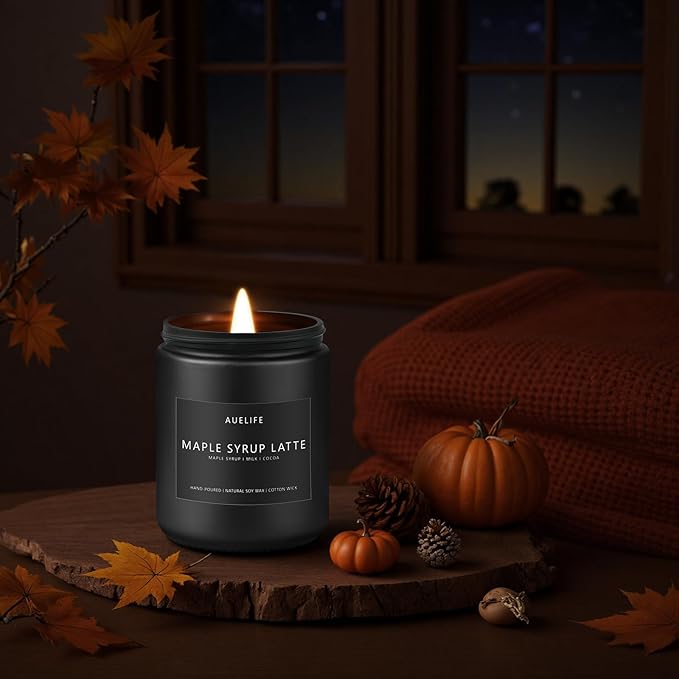 Fall Candle-Maple Syrup Latte Scented Candles for Home Decor, 7 oz Natural Soy Wax, Sweet & Cozy Autumn Candle, Aromatherapy Candles Gift for Coffee Lovers & Thanksgiving