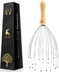 USAGA 28 Finger Head Scratcher, Head Massager, Scalp Massager for Scalp Body Relaxing Wood Handle (1 Pack)