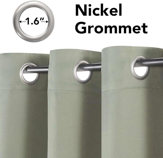 H.VERSAILTEX Premium Blackout Thermal Insulated Room Darkening Curtains for Bedroom/Living Room - Classic Grommet Top (2 Panels, Light Sage, 52 Inch by 54 Inch)