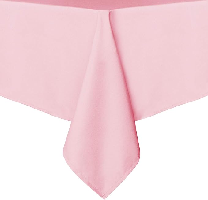 sancua Rectangle Tablecloth - 60 x 84 Inch - Stain and Wrinkle Resistant Washable Polyester Table Cloth, Decorative Fabric Table Cover for Dining Tables, Buffet Parties and Camping, Pink