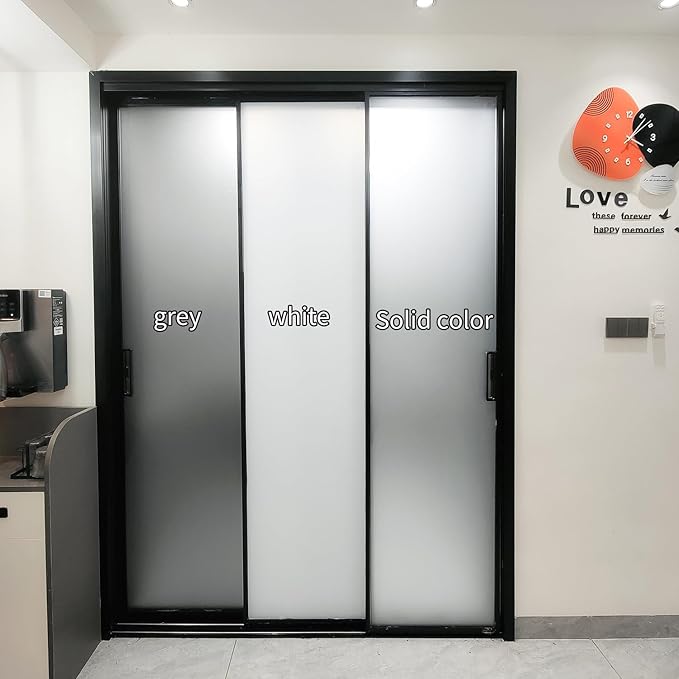 Frosted Glass Window Privacy Film Decorative, Bathroom Privacy Film for Glass Windows Cover, Static Cling, Removable, Reusable, Anti-UV, Anti-Glare, Heat Blocking,（Pure,17.5X196.9Inch）