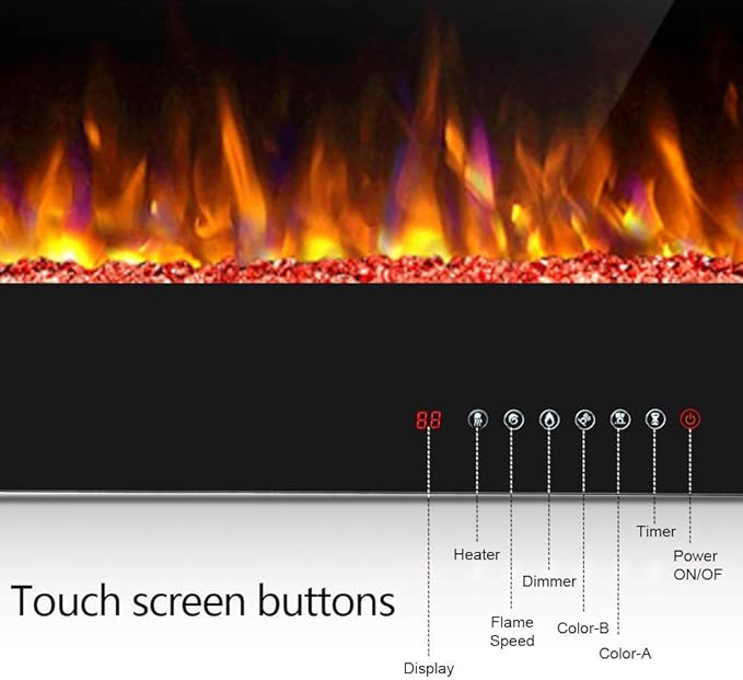 Antarctic Star 42 Inch Electric Fireplace in-Wall Recessed and Wall Mounted, Fireplace Heater and Linear Fireplace with Multicolor Flame, Timer, 750/1500W Control by Touch Panel & Remote