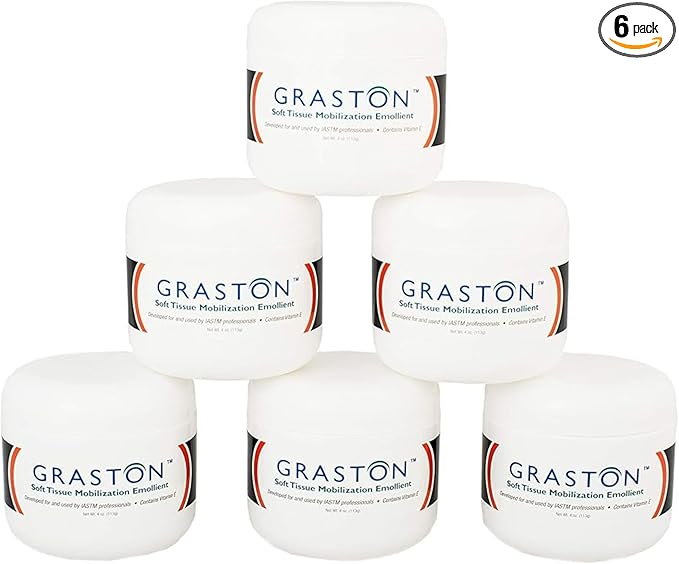 Graston Technique Vitamin E Enriched Emollient - 4oz Jar, Ideal for IASTM Lotion & Massage Therapy Cream, Perfect Vitamin E Cream for Massage and Physical Therapy, 6-Pack