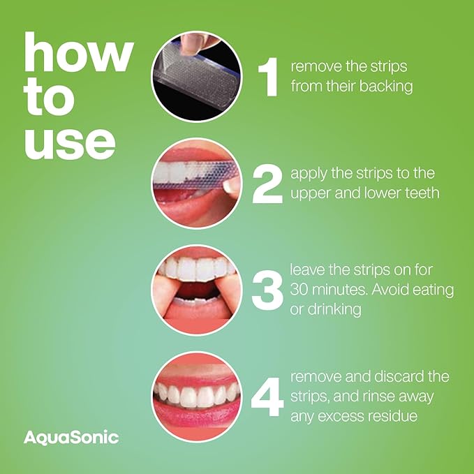 AquaSonic Professional Teeth Whitening Strips - Enamel Safe Teeth Whitening with Hydrogen Peroxide - Easy to Use, Non-Slip, Affordable & Effective (Spearmint)
