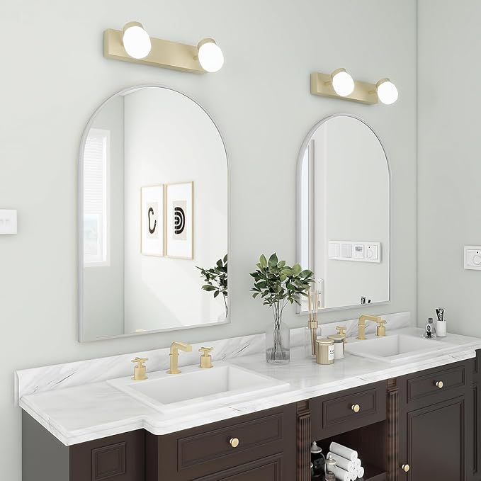 BEAUTYPEAK 32"x34" Arch Bathroom Mirror, Wall Mounted Vanity Metal Frame Mirror for Bedroom, Entryway, Living Room, Silver