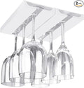 2 Pcs Wine Glass Holder Under Shelf or Cabinet Punch-free,Stemware Rack Glassware Drying Storage Hanger for Kitchen,Bar and Restaurant (White)