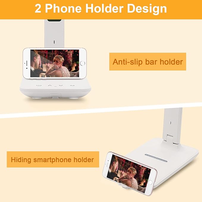 Desk Lamp with Wireless Charger: USB Charging Port, Table Lamp with Clock, Desk Lamps for Home Office College Dorm Room Essentials