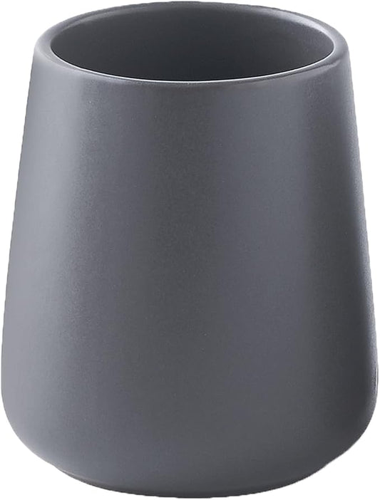 Grey Toothbrush Holder for Bathroom - Ceramic Tooth Brushing Holders, Toothpaste Holder, Reusable Toothbrush Mouthwash Cup, Space-Saving Design for Bathroom Countertop