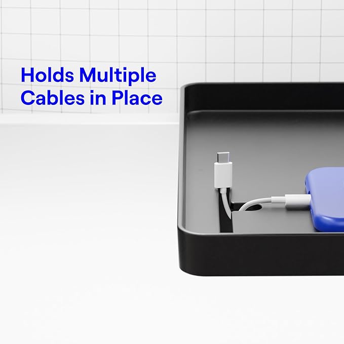 BedShelfie Bedside Shelf for Dorm Room Bunk Bed & Top Bunk, College Dorm Room Essentials, Bedside Caddy, Clip on Floating Desk Tray, Bed Side Table Storage, Loft Nightstand Decor - Cable Catch, Black