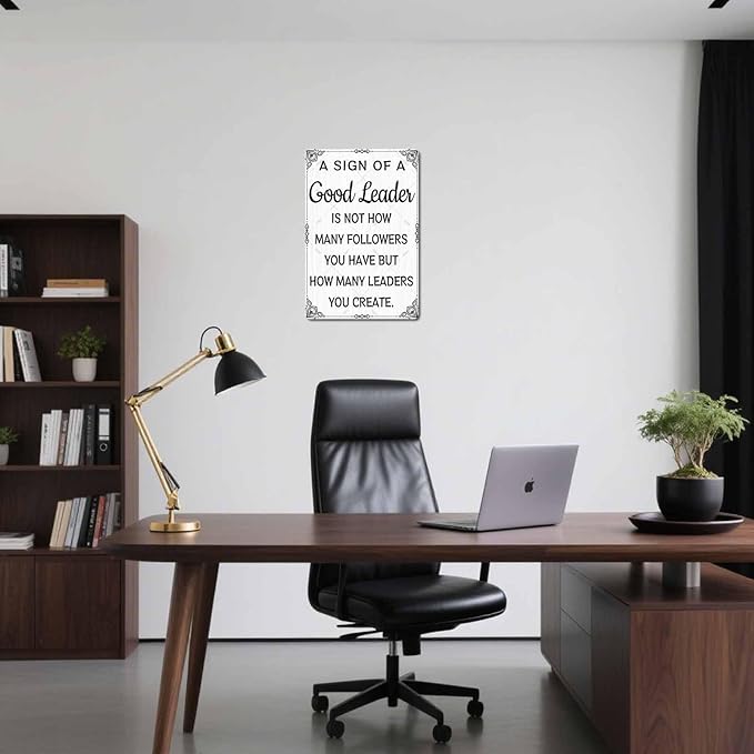 DZQUY Good Leader Metal Sign –12x8 Inches Inspirational Wall Art with Vintage Retro Design, Motivational Office & Home Decor for Living Room, Bedroom