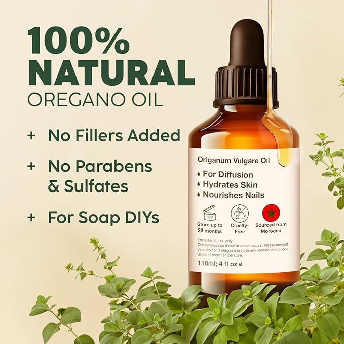 Kukka Oregano Essential Oil for Skin - 4 Fl Oz - 100% Pure Natural, Earthy & Herbaceous Scent, Perfect for Mother's Day Gifts, Diffuser, Nails, Candle & Soap Making DIY
