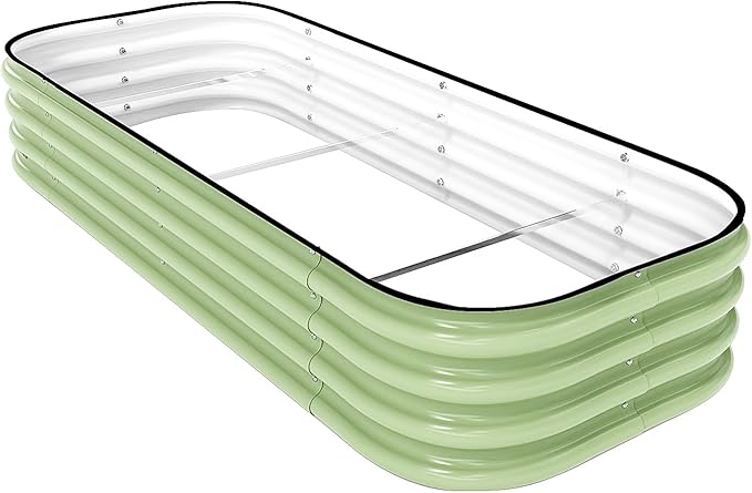 DaisyVibe Raised Garden Bed Kit, Planter Raised Garden Boxes Outdoor, Oval Large Metal Raised Garden Beds for Vegetables Flowers (Green, 5ftx2ftx1ft)