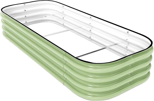 DaisyVibe Raised Garden Bed Kit, Planter Raised Garden Boxes Outdoor, Oval Large Metal Raised Garden Beds for Vegetables Flowers (Green, 5ftx2ftx1ft)