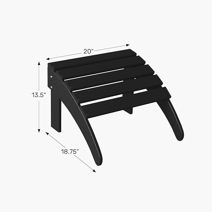 WestinTrends Outdoor Ottoman, Patio Adirondack Ottoman Foot Rest, All Weather Poly Lumber Folding Foot Stool for Adirondack Chair, Widely Used for Outside Porch Pool Lawn Backyard, White