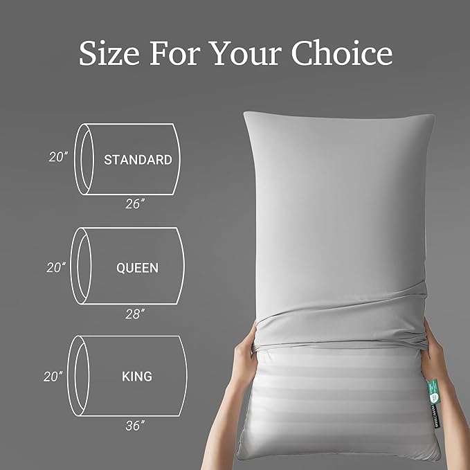 Hotel Grand Softy-Around Feather Down Pillows King Size Set of 2 Packs White Strip 100% Cotton Fabric Bed Pillows for All Position Sleepers,36"x20"/2 Packs