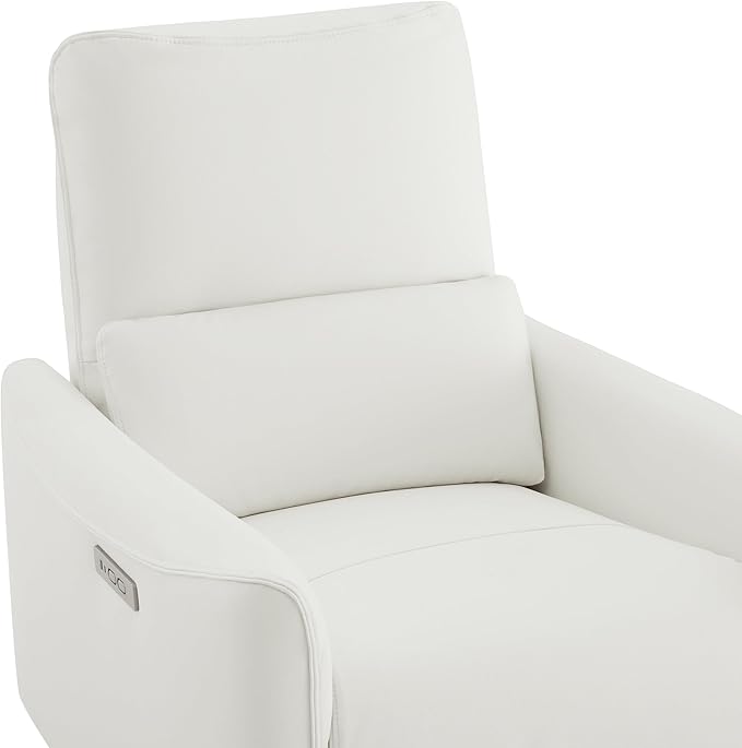 CHITA Power Recliner Chair Swivel Glider, FSC Certified Upholstered Faux Leather Living Room Nursery Reclining Sofa Chair with Lumbar Support, White