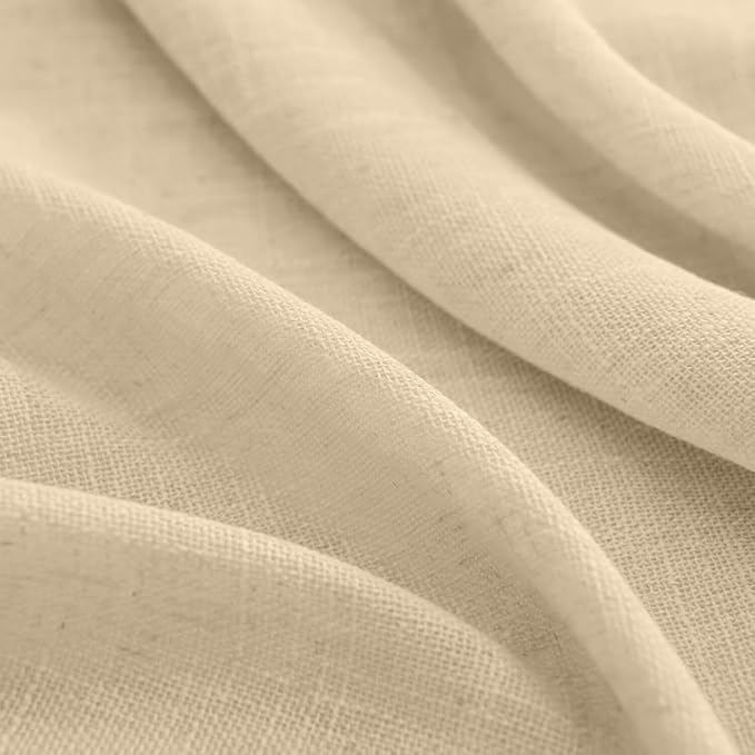 Joydeco Linen Curtains 72 Inch Length 2 Panels Set, Light Filtering Curtains for Bedroom Living Room,Linen Blend Drapes 52 Inches Wide with Back Tab Rod Pockets (W52 x L72 Inch, Natural)