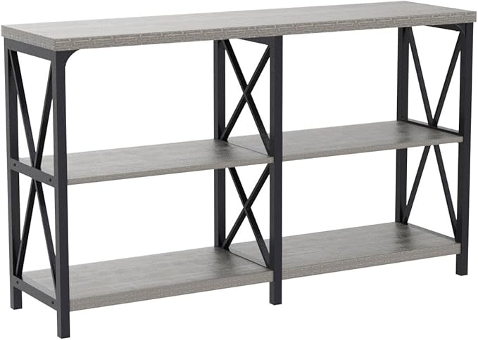 LVB Farmhouse Sofa Table, Rustic Console Table for Living Room, Entryway Table with Storage, Hallway Entry Table for Foyer, Light Grey Oak, 47 Inch